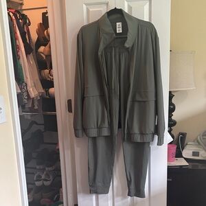 Women's Olive Green Track Jacket & Joggers Set